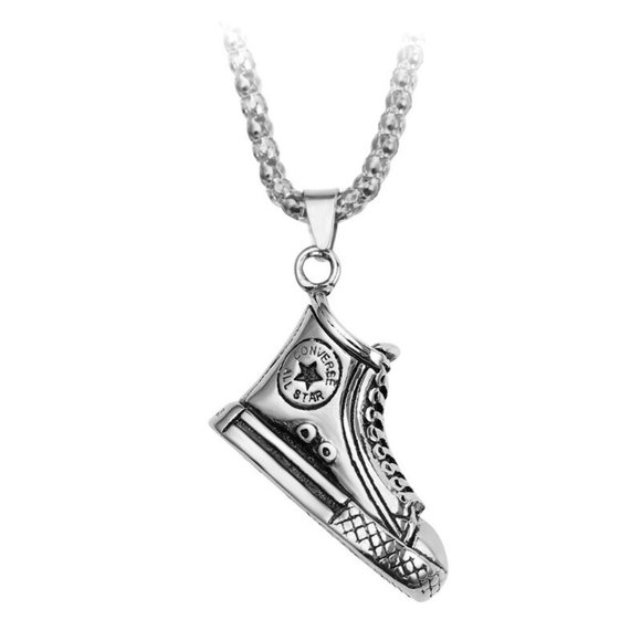 Jewelry - Stainless Steel Vintage Shoes Necklace Pendant Long Chain Hip Hop Rock
